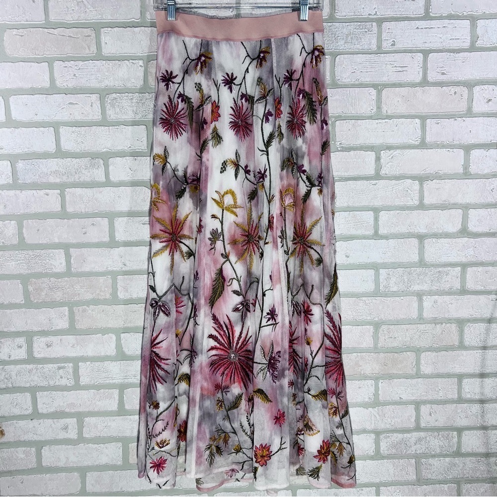 Soft Surroundings Splendor Floral Mesh Embroidery Maxi Skirt Size XS - Picture 5 of 10